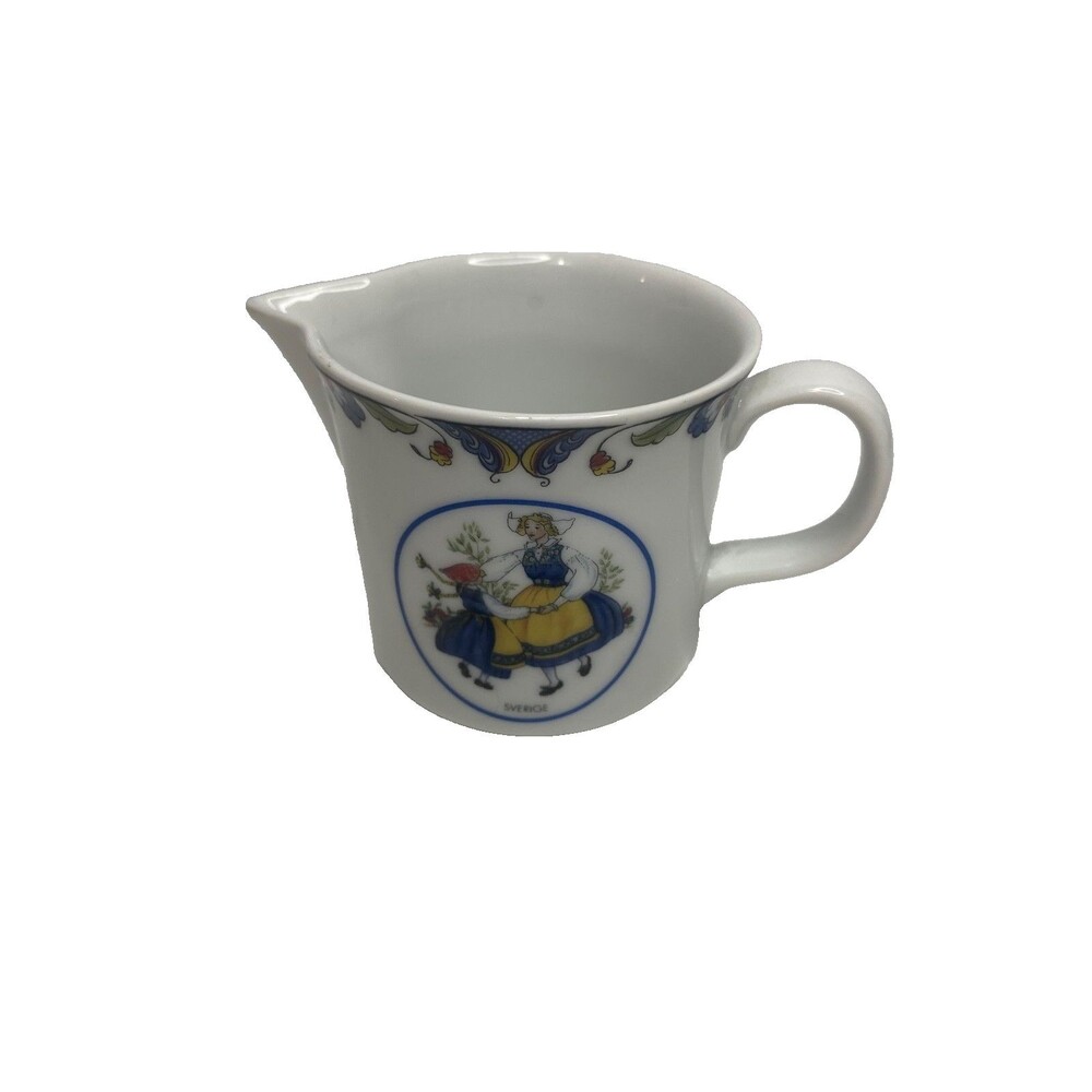 Rorstrand Swedish National Costumes Pattern Ceramic Creamer 2.75" Tall